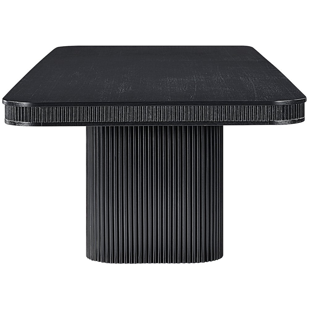 Mohari 112" / 160" Black Solid Wood And Oak Veneer Dining Table (3 Boxes)