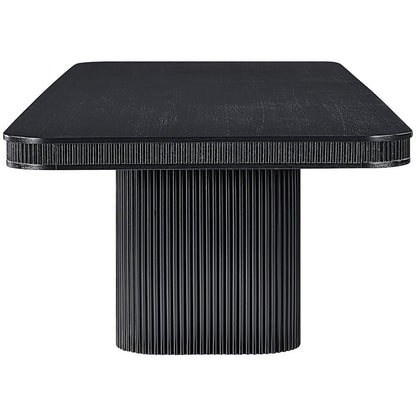 Mohari 112" / 160" Black Solid Wood And Oak Veneer Dining Table (3 Boxes)