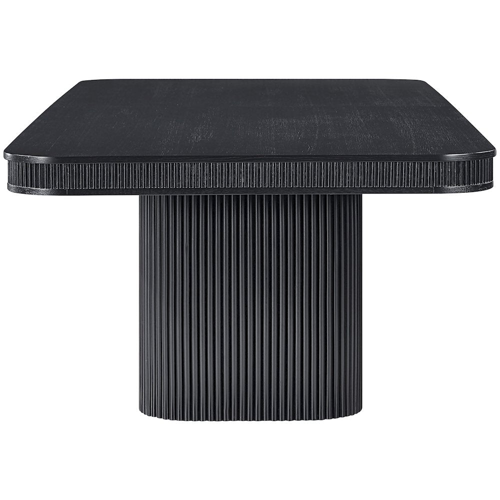 Mohari 112" / 160" Black Solid Wood And Oak Veneer Dining Table (3 Boxes)