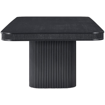 Mohari 112" / 160" Black Solid Wood And Oak Veneer Dining Table (3 Boxes)