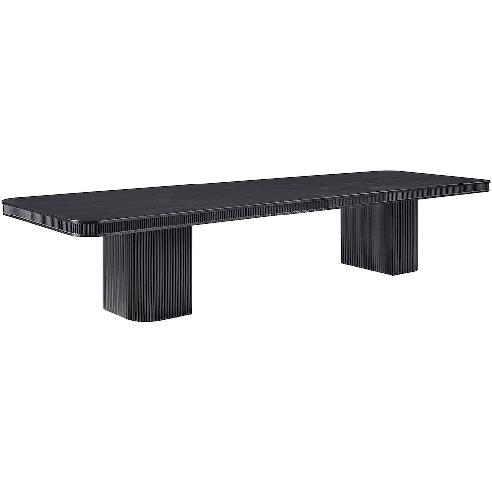Mohari 112" / 160" Black Solid Wood And Oak Veneer Dining Table (3 Boxes)