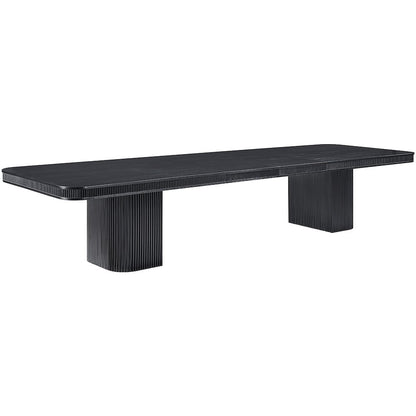 Mohari 112" / 160" Black Solid Wood And Oak Veneer Dining Table (3 Boxes)