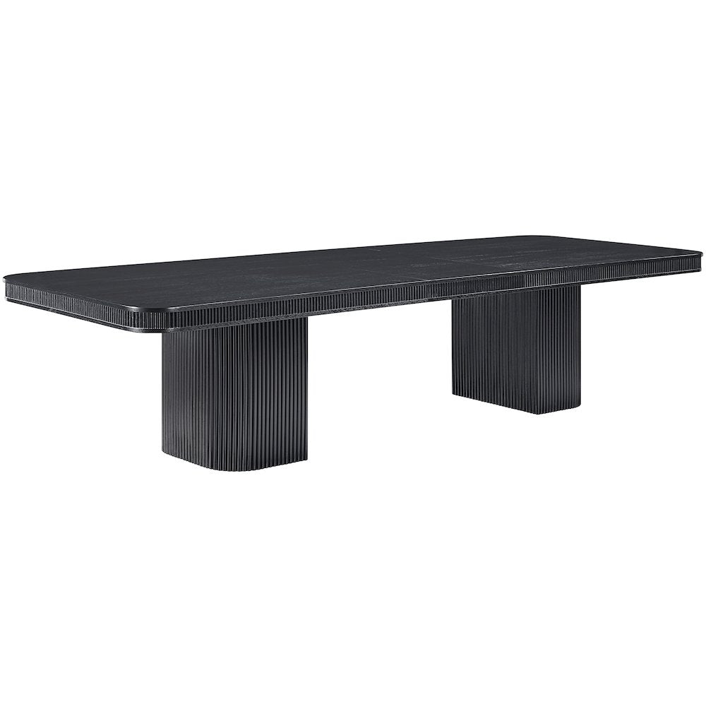 Mohari 112" / 160" Black Solid Wood And Oak Veneer Dining Table (3 Boxes)