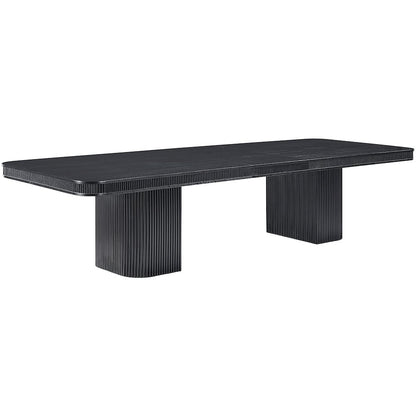 Mohari 112" / 160" Black Solid Wood And Oak Veneer Dining Table (3 Boxes)