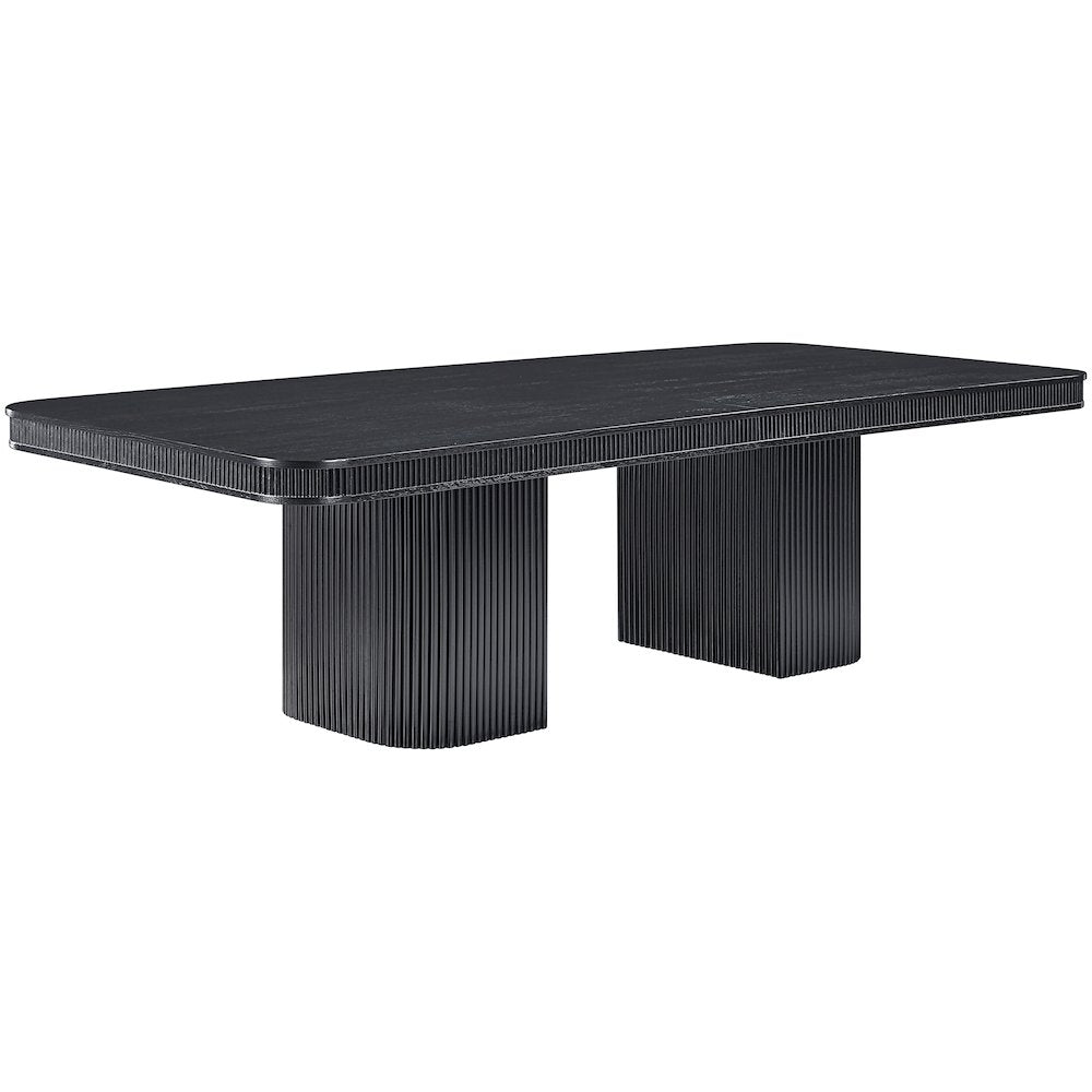 Mohari 112" / 160" Black Solid Wood And Oak Veneer Dining Table (3 Boxes)