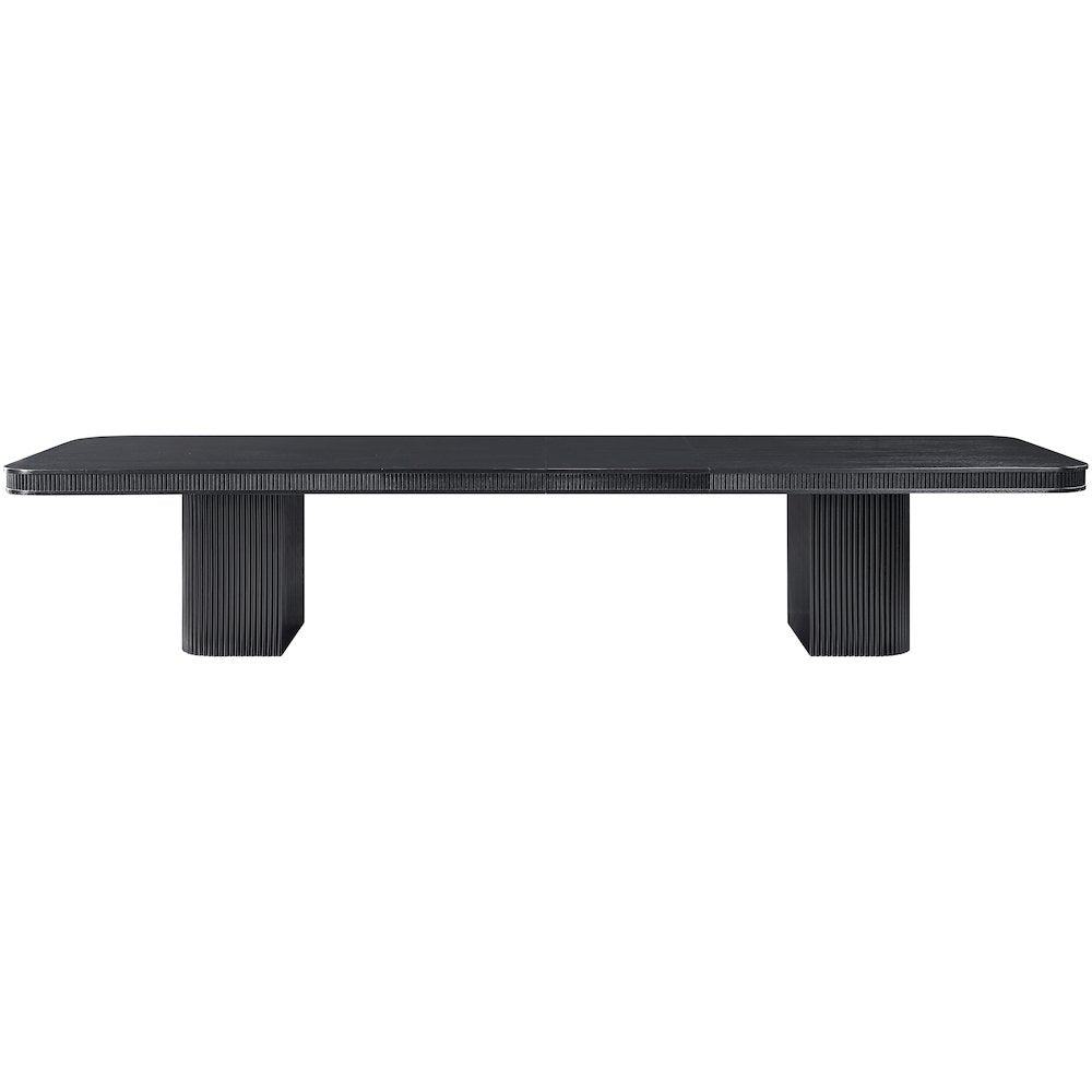 Mohari 112" / 160" Black Solid Wood And Oak Veneer Dining Table (3 Boxes)