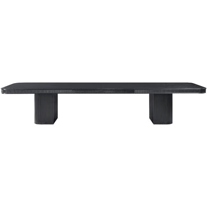 Mohari 112" / 160" Black Solid Wood And Oak Veneer Dining Table (3 Boxes)