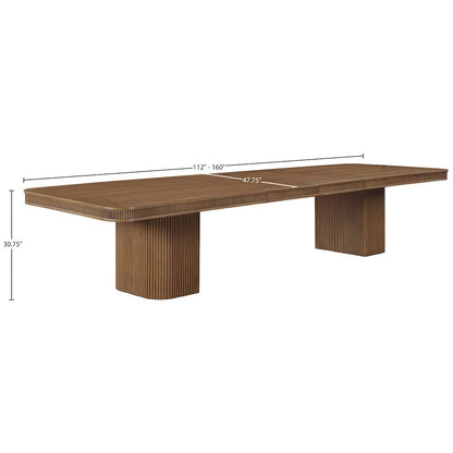 Mohari 112" / 160" Brown Solid Wood And Oak Veneer Dining Table (3 Boxes)