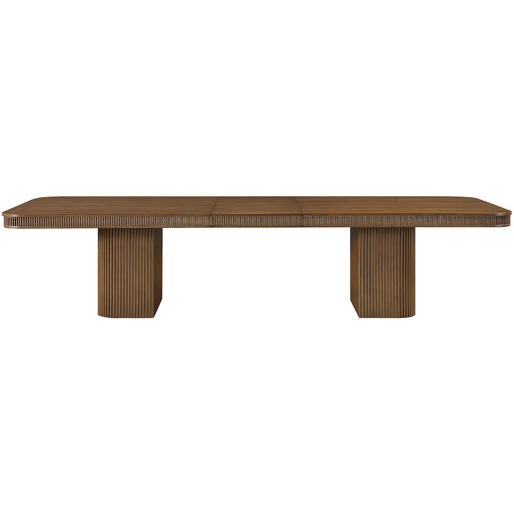 Mohari 112" / 160" Brown Solid Wood And Oak Veneer Dining Table (3 Boxes)