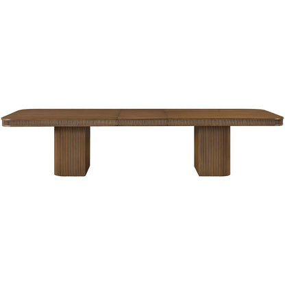 Mohari 112" / 160" Brown Solid Wood And Oak Veneer Dining Table (3 Boxes)