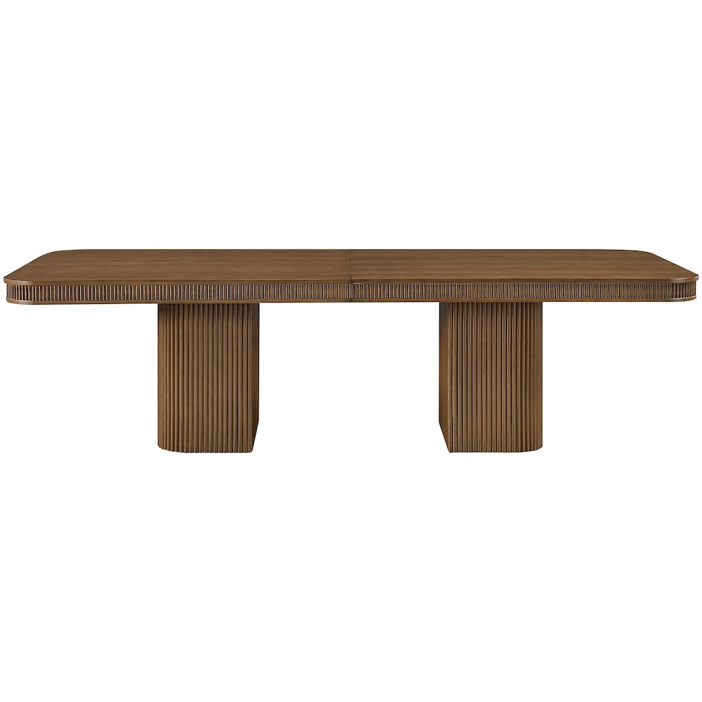 Mohari 112" / 160" Brown Solid Wood And Oak Veneer Dining Table (3 Boxes)