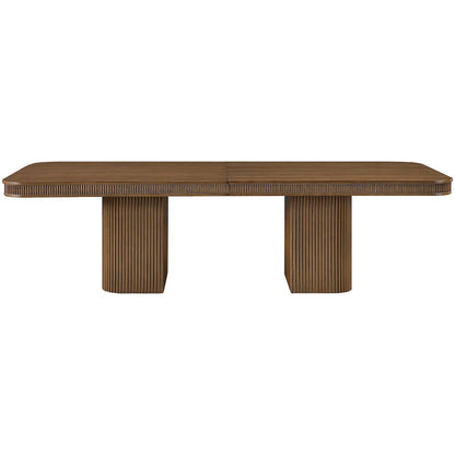 Mohari 112" / 160" Brown Solid Wood And Oak Veneer Dining Table (3 Boxes)