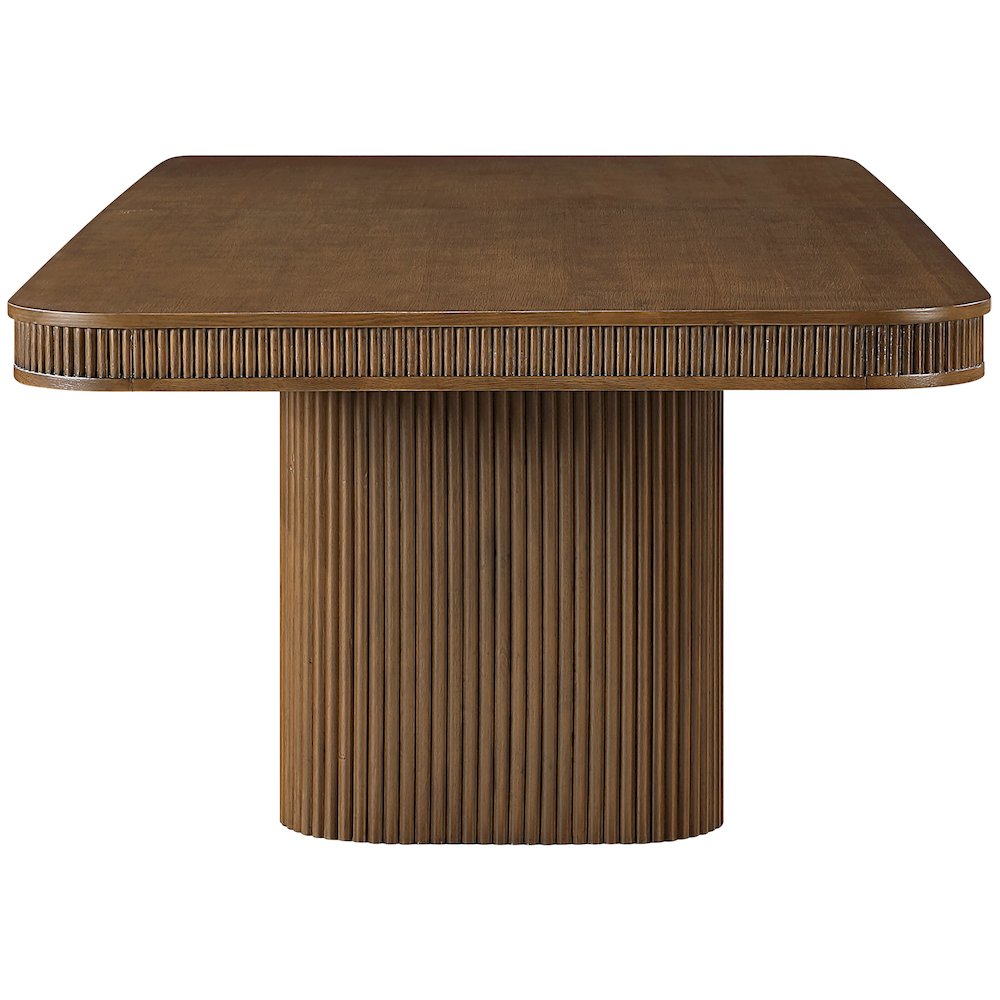Mohari 112" / 160" Brown Solid Wood And Oak Veneer Dining Table (3 Boxes)