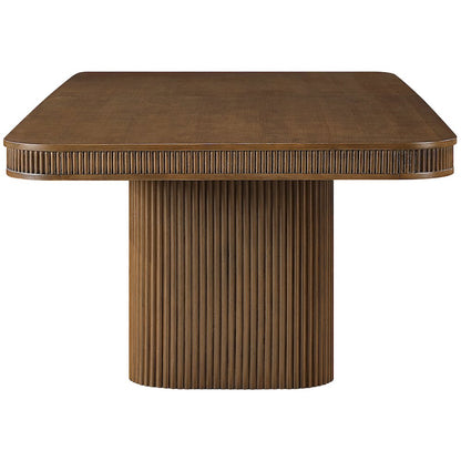 Mohari 112" / 160" Brown Solid Wood And Oak Veneer Dining Table (3 Boxes)