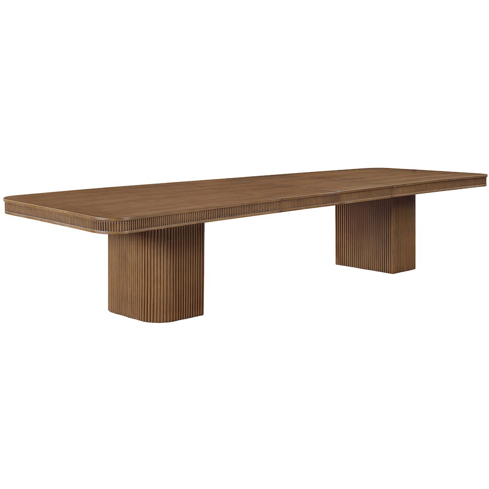 Mohari 112" / 160" Brown Solid Wood And Oak Veneer Dining Table (3 Boxes)
