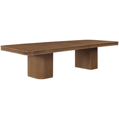 Mohari 112" / 160" Brown Solid Wood And Oak Veneer Dining Table (3 Boxes)