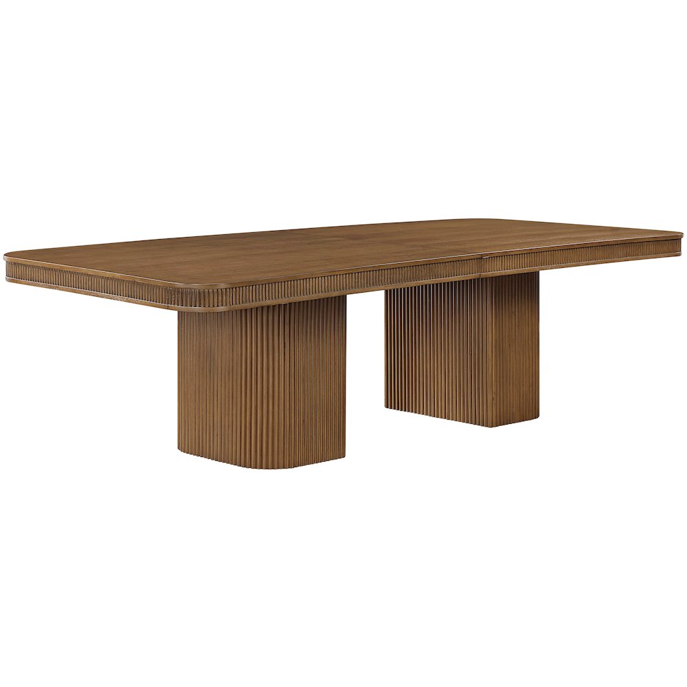 Mohari 112" / 160" Brown Solid Wood And Oak Veneer Dining Table (3 Boxes)