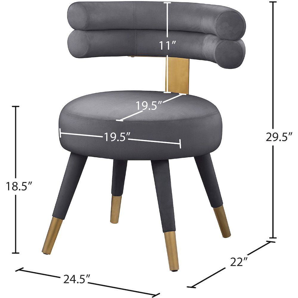 Fitzroy Grey Velvet Dining Chair, Set of 2
