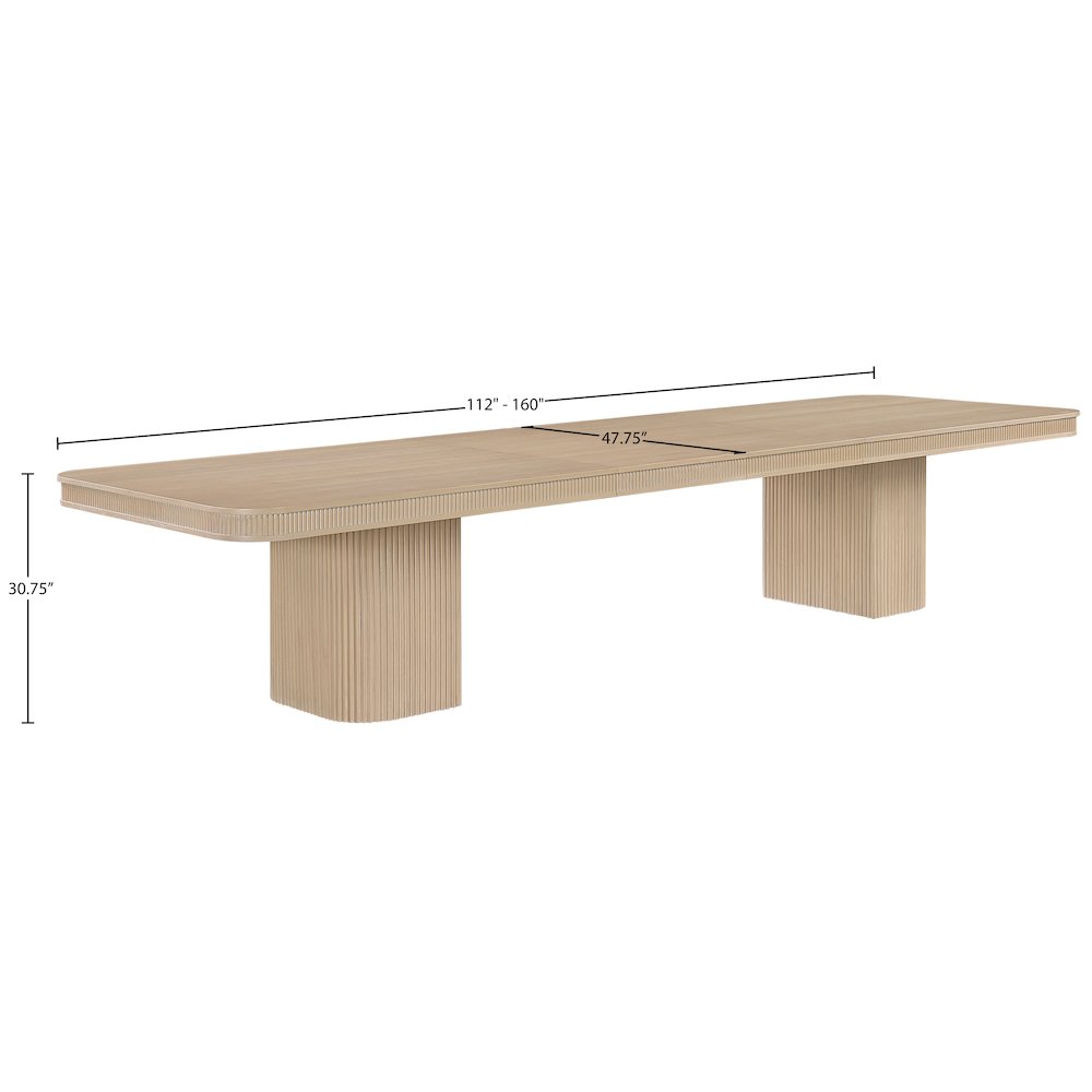 Mohari 112" / 160" Natural Solid Wood And Oak Veneer Dining Table (3 Boxes)