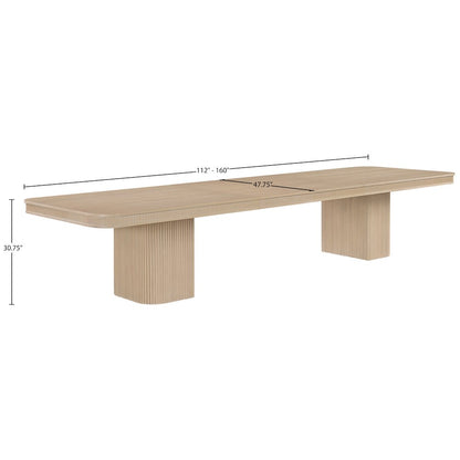Mohari 112" / 160" Natural Solid Wood And Oak Veneer Dining Table (3 Boxes)