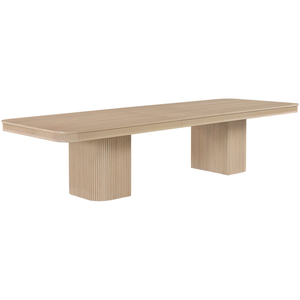 Mohari 112" / 160" Natural Solid Wood And Oak Veneer Dining Table (3 Boxes)