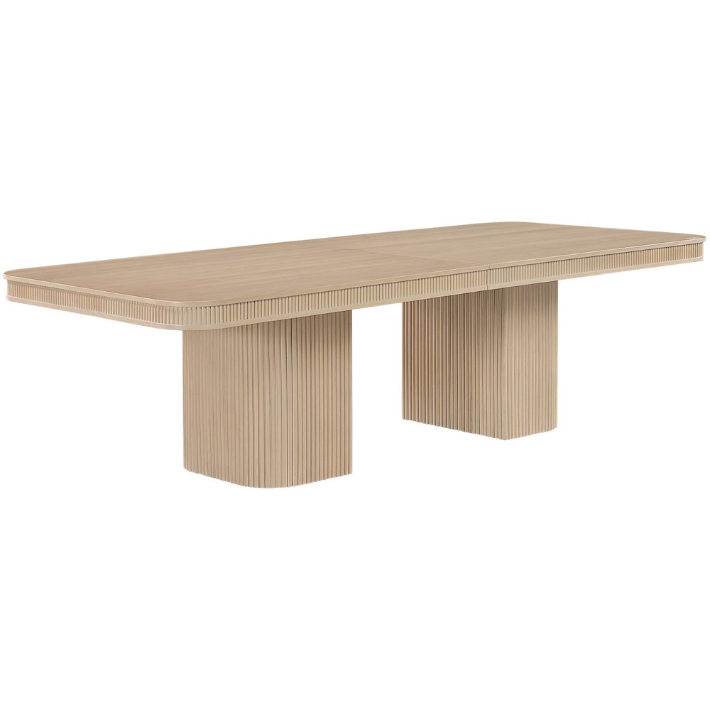 Mohari 112" / 160" Natural Solid Wood And Oak Veneer Dining Table (3 Boxes)