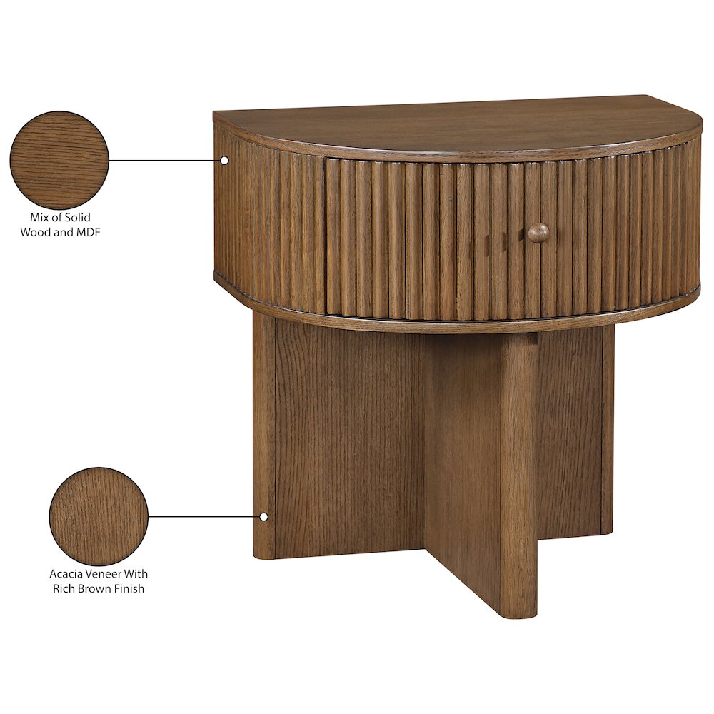Cortland Brown Acacia Veneer And Solid Wood Night Stand