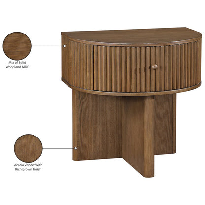 Cortland Brown Acacia Veneer And Solid Wood Night Stand