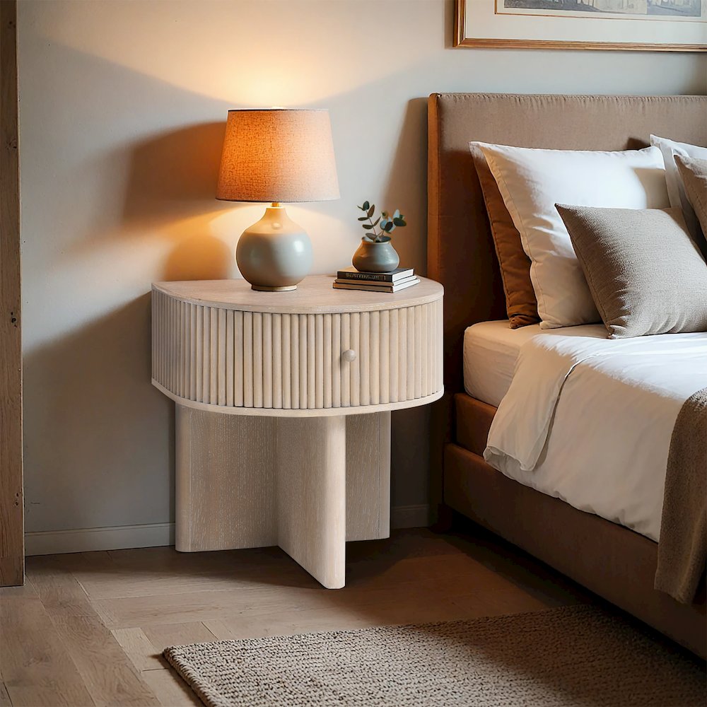 Cortland Natural Acacia Veneer And Solid Wood Night Stand