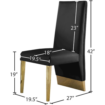 Porsha Black Vegan Leather Dining Chair, Set of 2