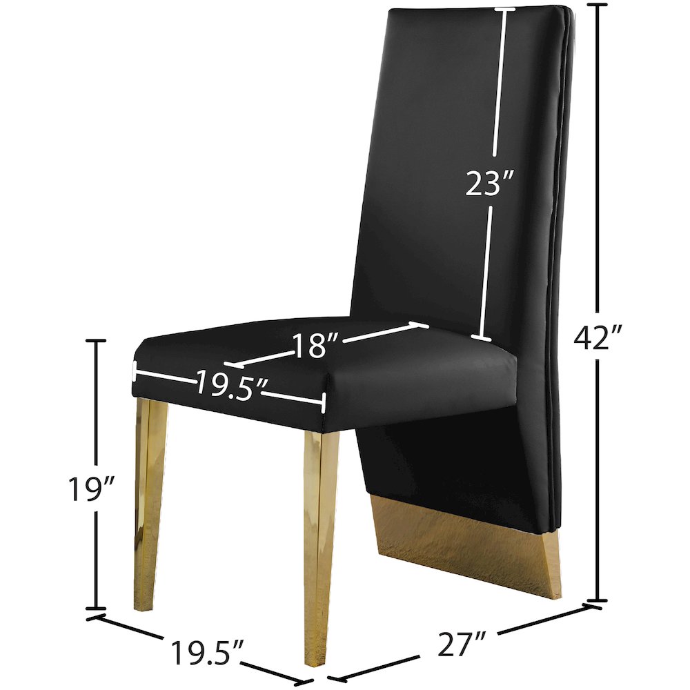 Porsha Black Vegan Leather Dining Chair, Set of 2