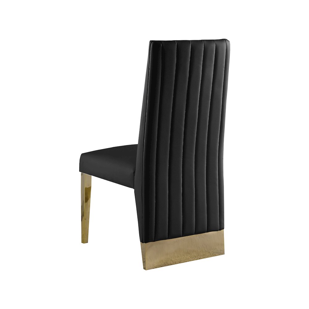 Porsha Black Vegan Leather Dining Chair, Set of 2