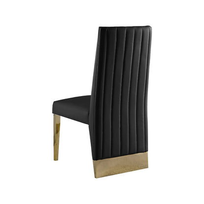 Porsha Black Vegan Leather Dining Chair, Set of 2