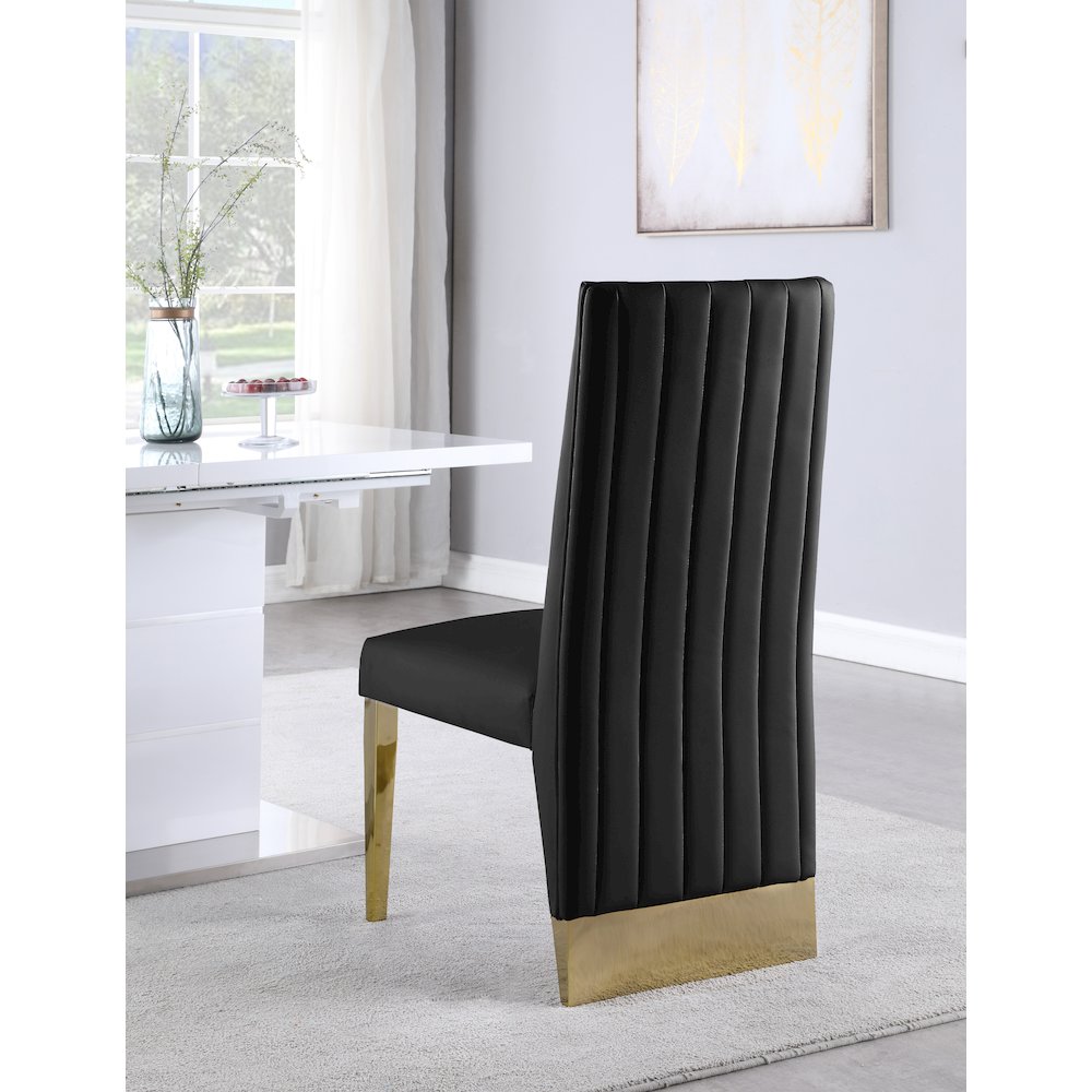 Porsha Black Vegan Leather Dining Chair, Set of 2