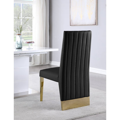 Porsha Black Vegan Leather Dining Chair, Set of 2