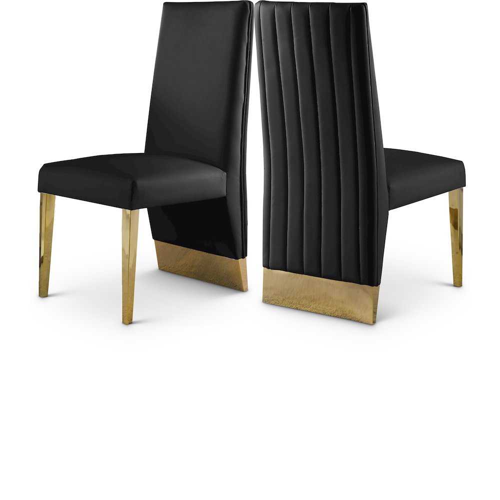 Porsha Black Vegan Leather Dining Chair, Set of 2