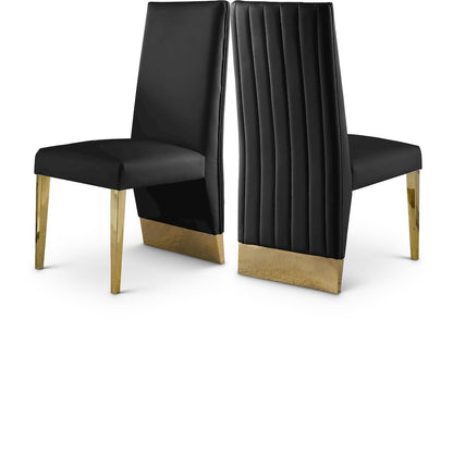 Porsha Black Vegan Leather Dining Chair, Set of 2