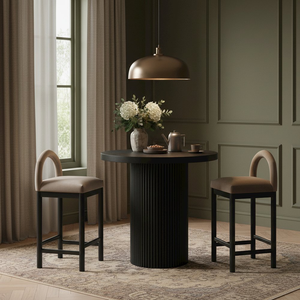 Belinda Black Oak Veneer And Solid Wood Counter Height Table