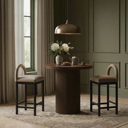 Belinda Brown Oak Veneer And Solid Wood Counter Height Table