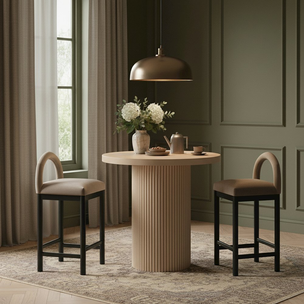 Belinda Natural Oak Veneer And Solid Wood Counter Height Table