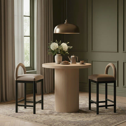 Belinda Natural Oak Veneer And Solid Wood Counter Height Table