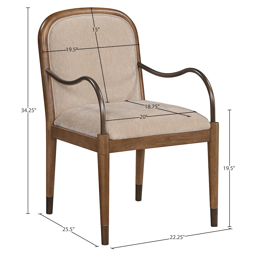 Cambria Beige Performance Fabric Upholstered Dining Arm Chair