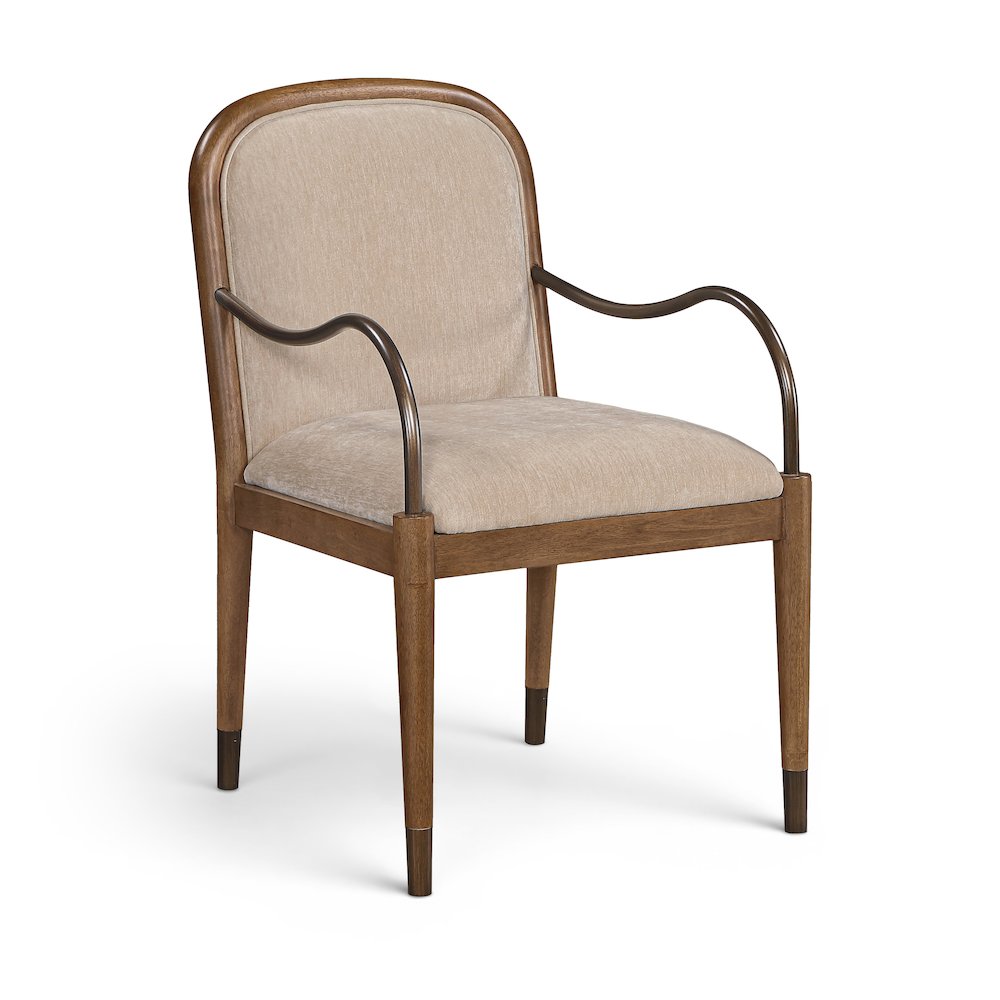 Cambria Beige Performance Fabric Upholstered Dining Arm Chair