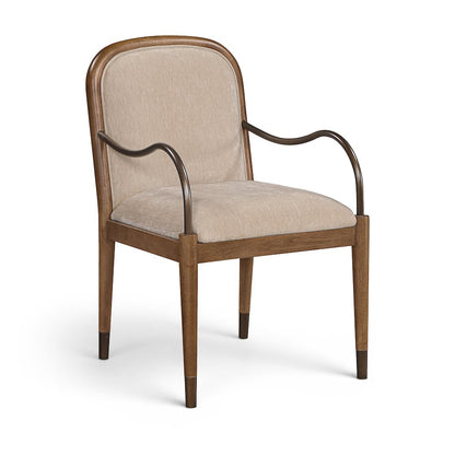 Cambria Beige Performance Fabric Upholstered Dining Arm Chair