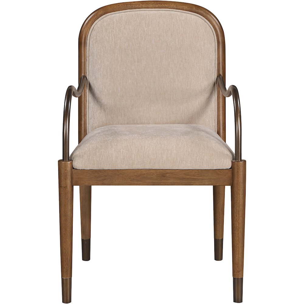 Cambria Beige Performance Fabric Upholstered Dining Arm Chair
