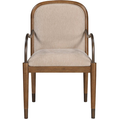 Cambria Beige Performance Fabric Upholstered Dining Arm Chair
