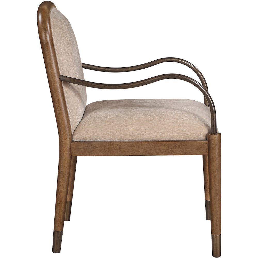 Cambria Beige Performance Fabric Upholstered Dining Arm Chair
