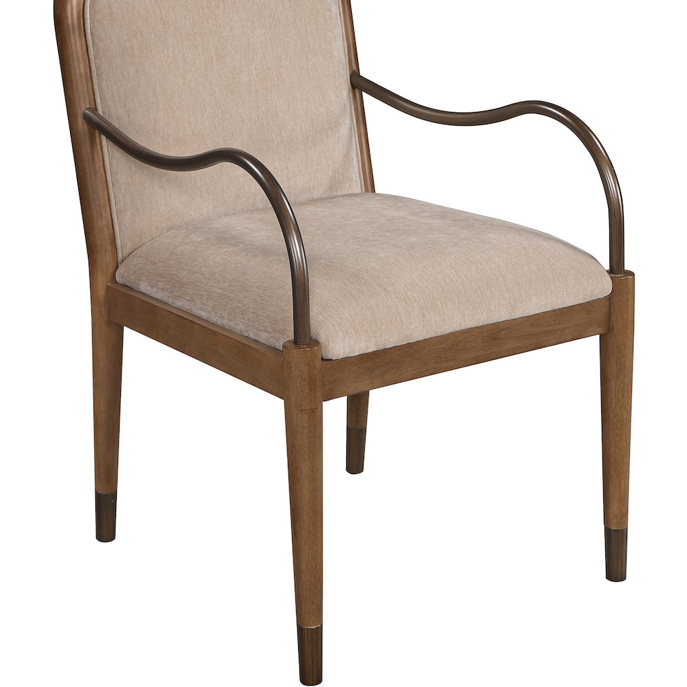 Cambria Beige Performance Fabric Upholstered Dining Arm Chair