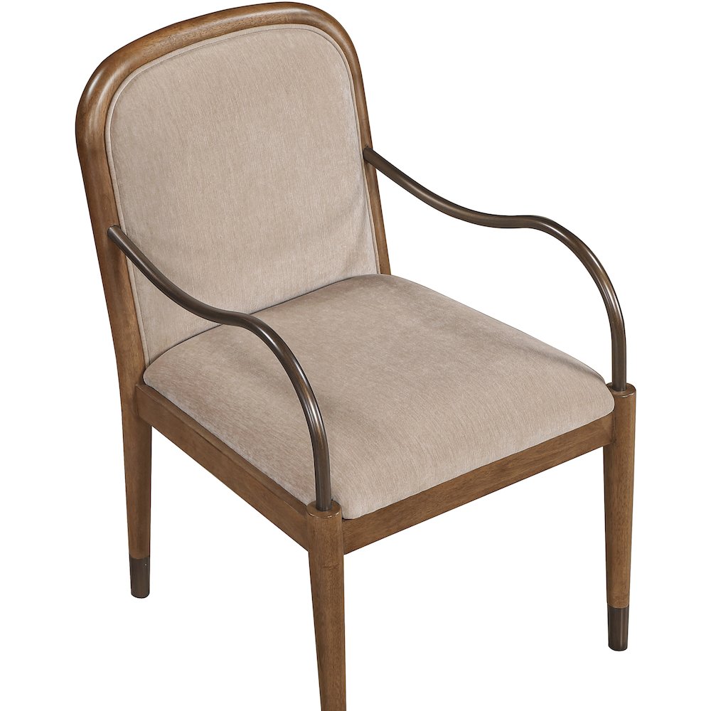 Cambria Beige Performance Fabric Upholstered Dining Arm Chair