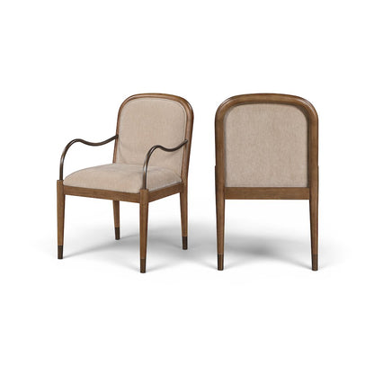 Cambria Beige Performance Fabric Upholstered Dining Arm Chair